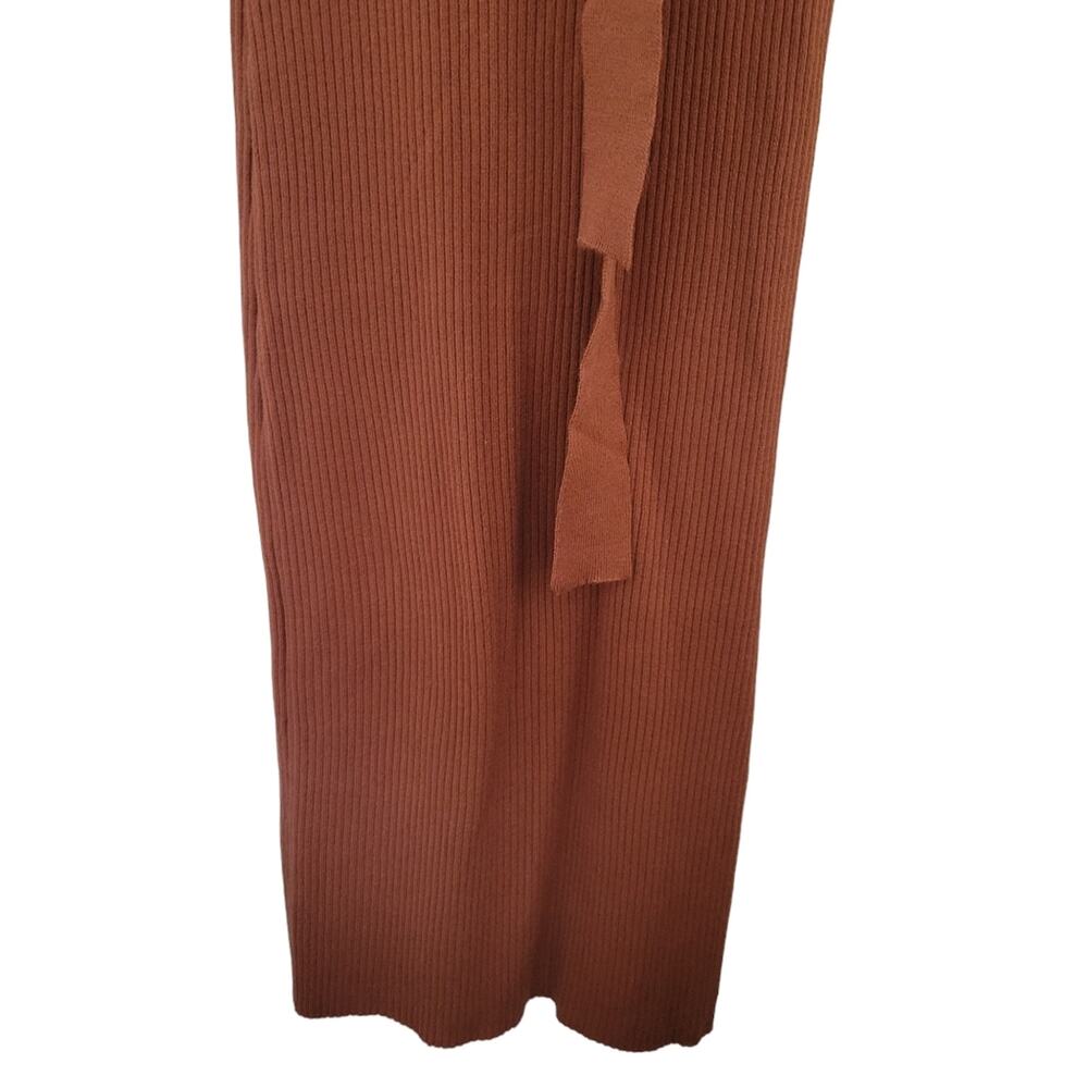 Cider Dress Size Large L Ribbed Maxi Long sleeve Tie Front Minimalist Office - Picture 4 of 10